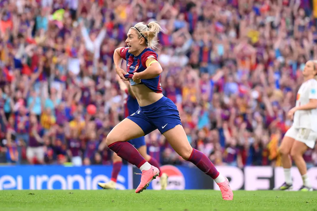 Alexia celebrando el 2-0 definitivo ante el Lyon