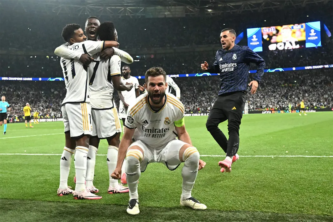 Nacho celebrando el 0-2 del Real Madrid