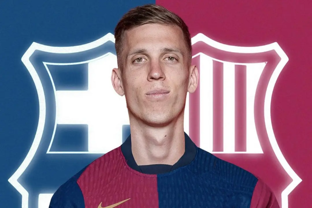 Fotomontaje de Dani Olmo con la camiseta del FC Barcelona