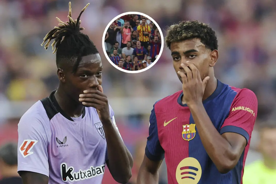 Nico Williams charlando con su amigo Lamine Yamal