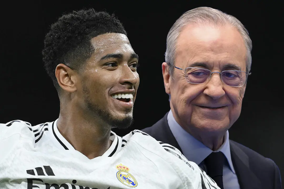 Jude Bellingham y Florentino, sonrientes