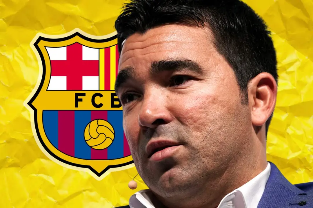Deco junto al escudo del FC Barcelona | Foto: Getty Images, Madrid-Barcelona