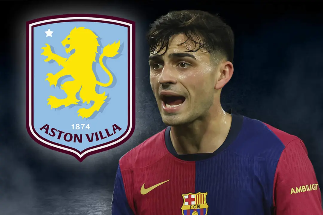 Pedri, con el escudo del Aston Villa