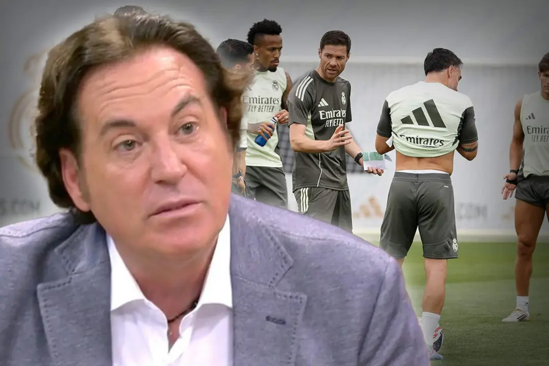 Pipi Estrada, con un entrenamiento del Real Madrid al fondo