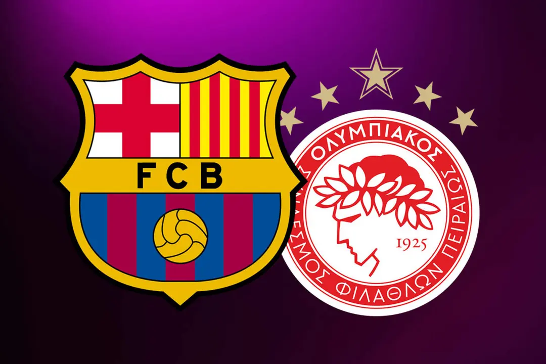 Escudos de FC Barcelona y Olympiakos