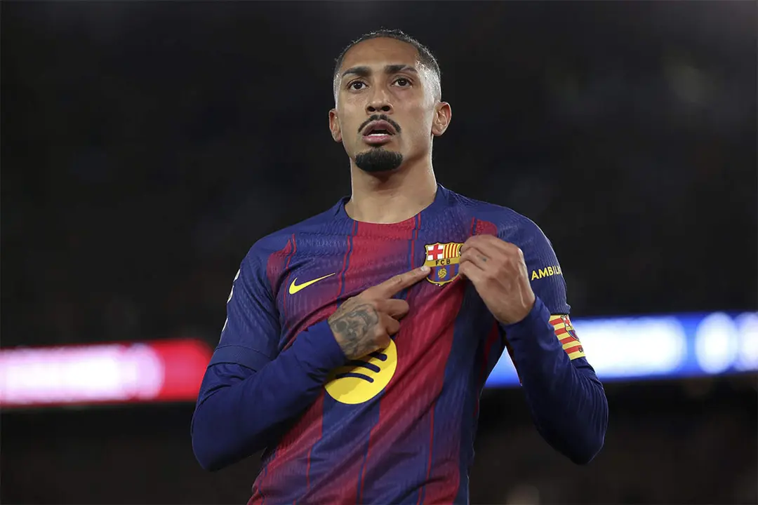 Raphinha no tuvo un buen partido contra el Espanyol.