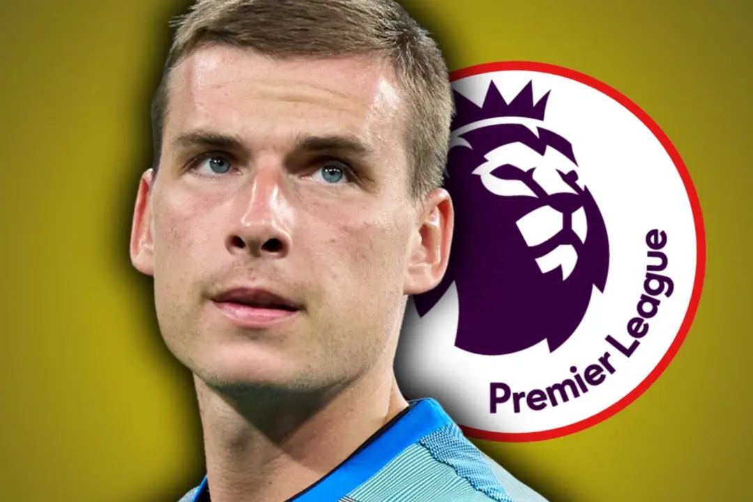 Lunin con el logo de la Premier League