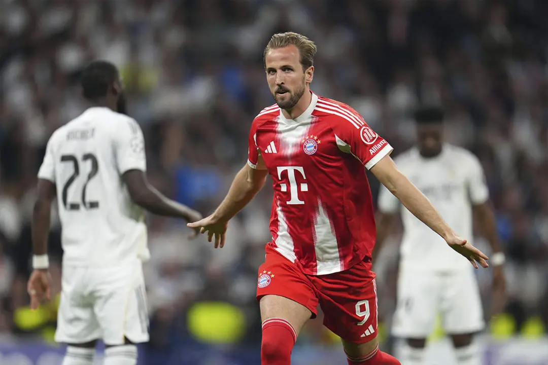 Harry Kane celebrando un gol contra el Real Madrid