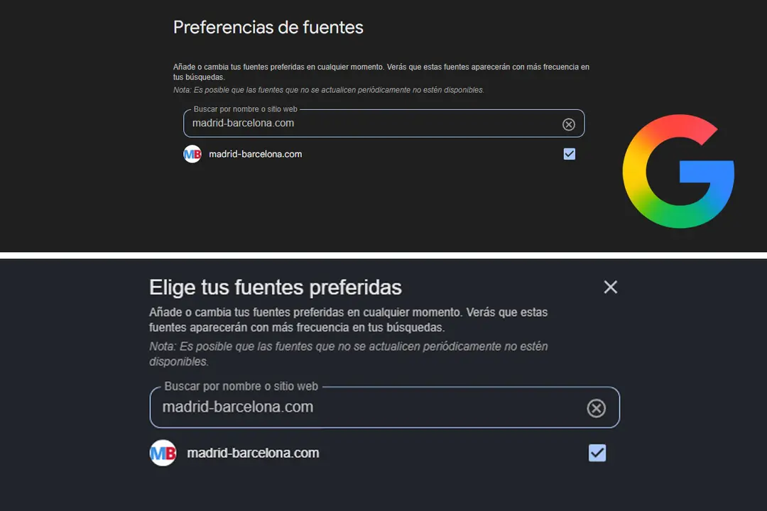 Elige Madrid-Barcelona.com como fuente principal para noticias fiables en Google