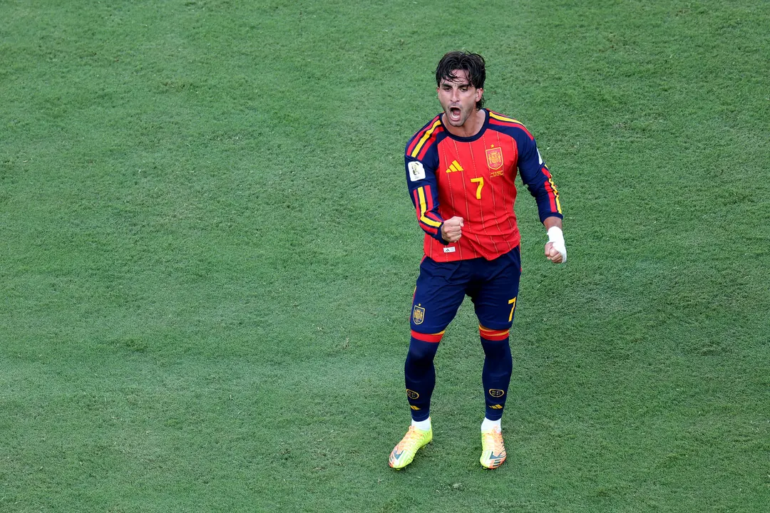 Ferran Torres celebrando con Espa&ntilde;a | Foto: Kevin C. Cox (Getty Images)