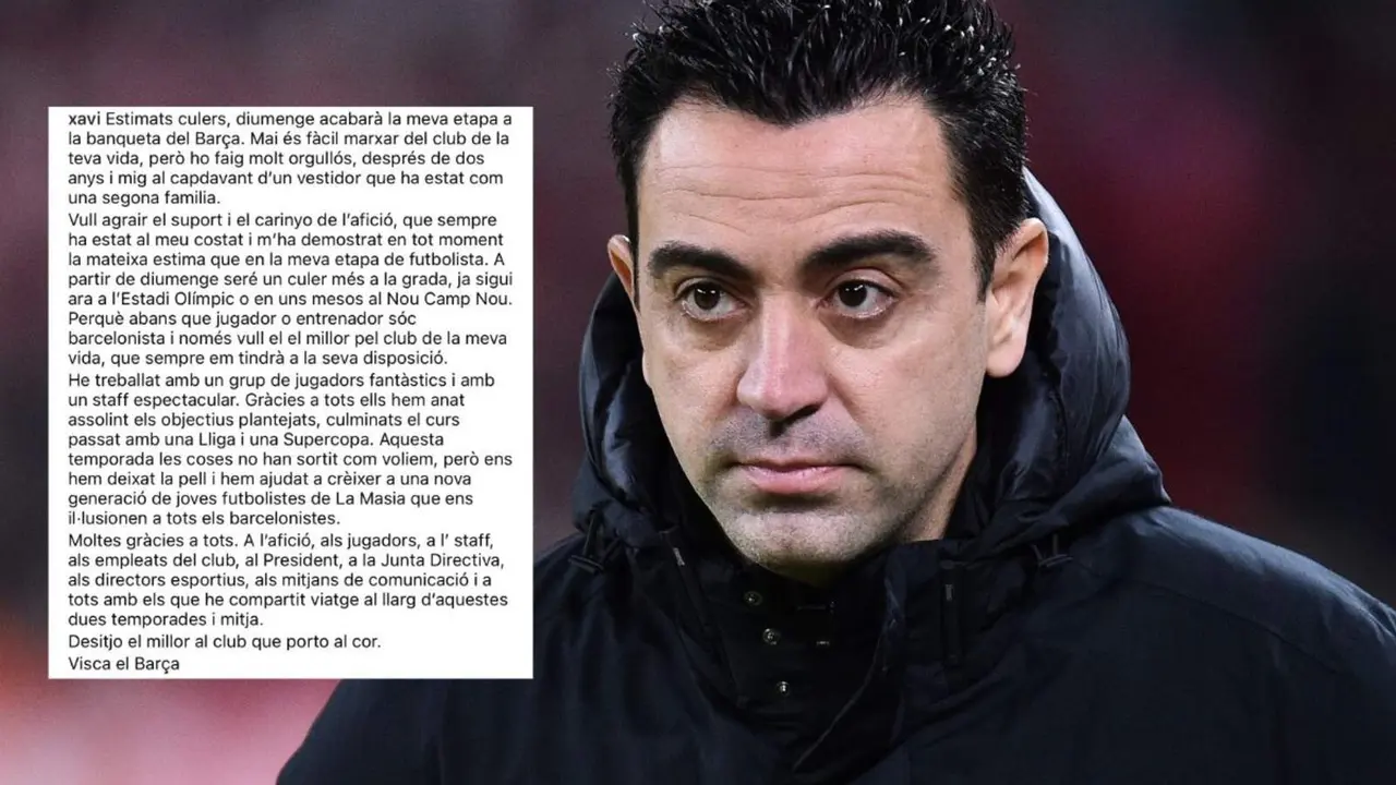 Xavi ha publicado un mensaje de despedida en su Instagram