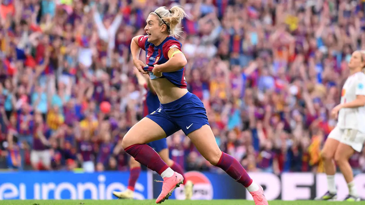 Alexia celebrando el 2-0 definitivo ante el Lyon