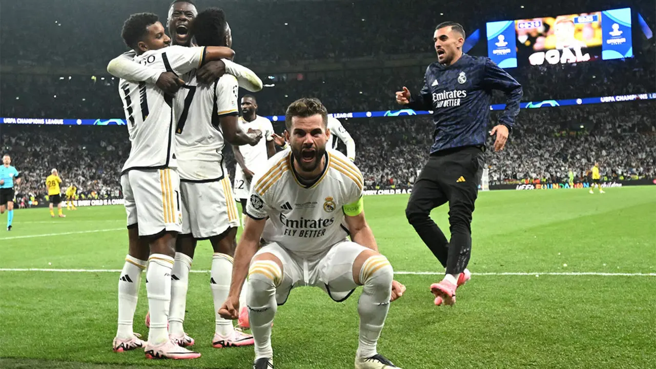 Nacho celebrando el 0-2 del Real Madrid