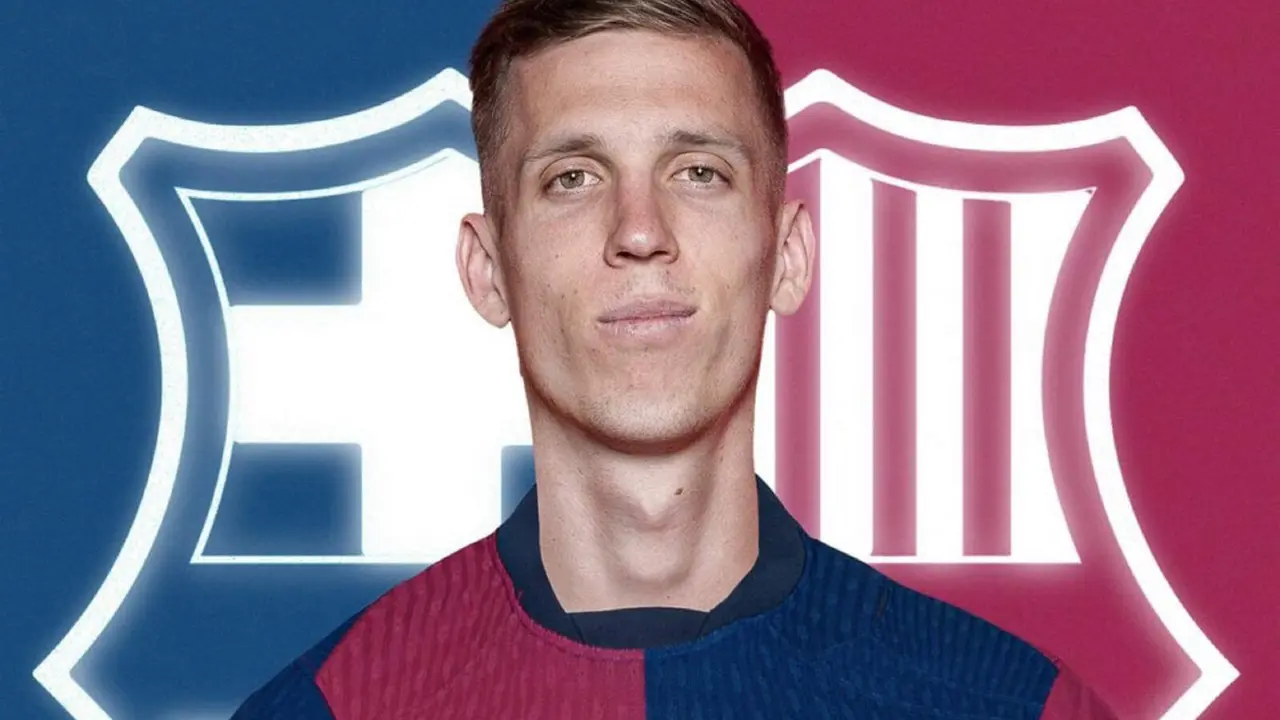 Fotomontaje de Dani Olmo con la camiseta del FC Barcelona