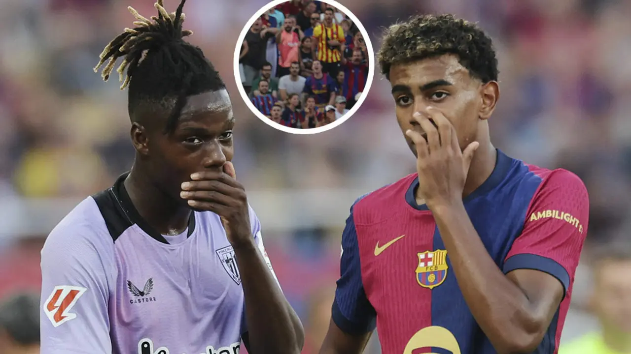 Nico Williams charlando con su amigo Lamine Yamal