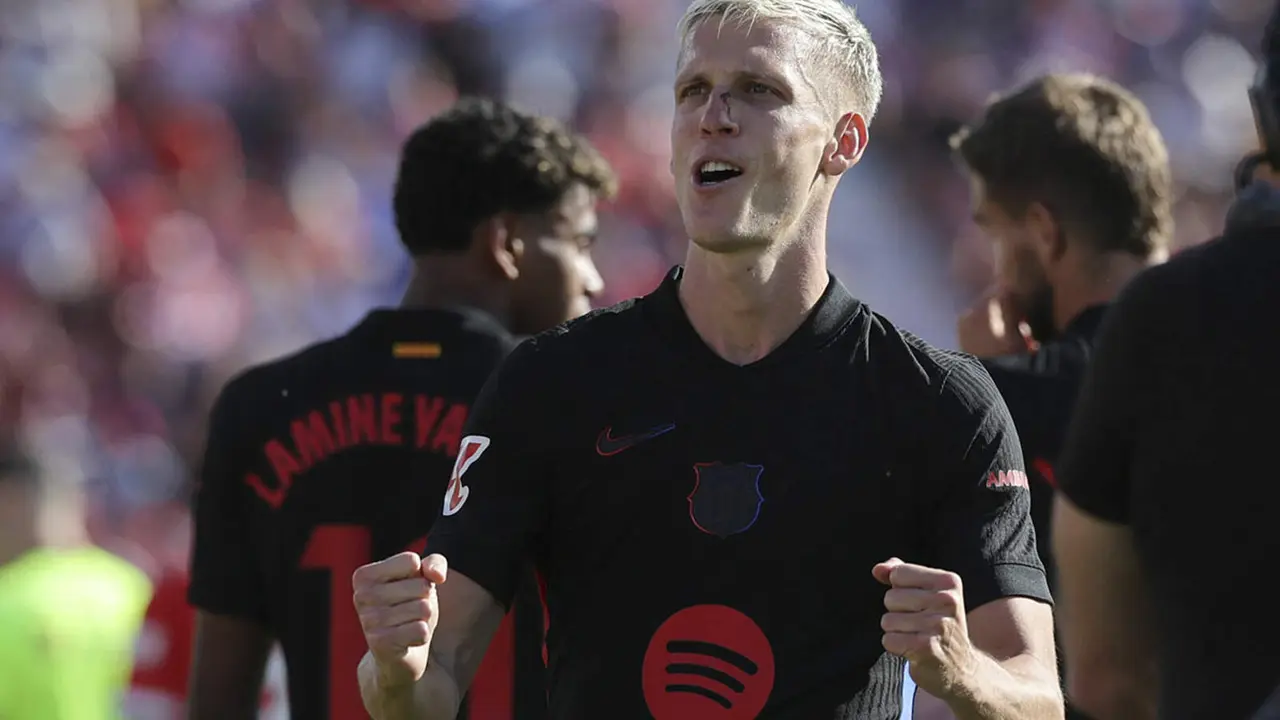 Dani Olmo celebrando contra el Girona