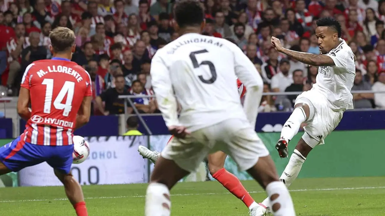 Militao disparando para el 0-1