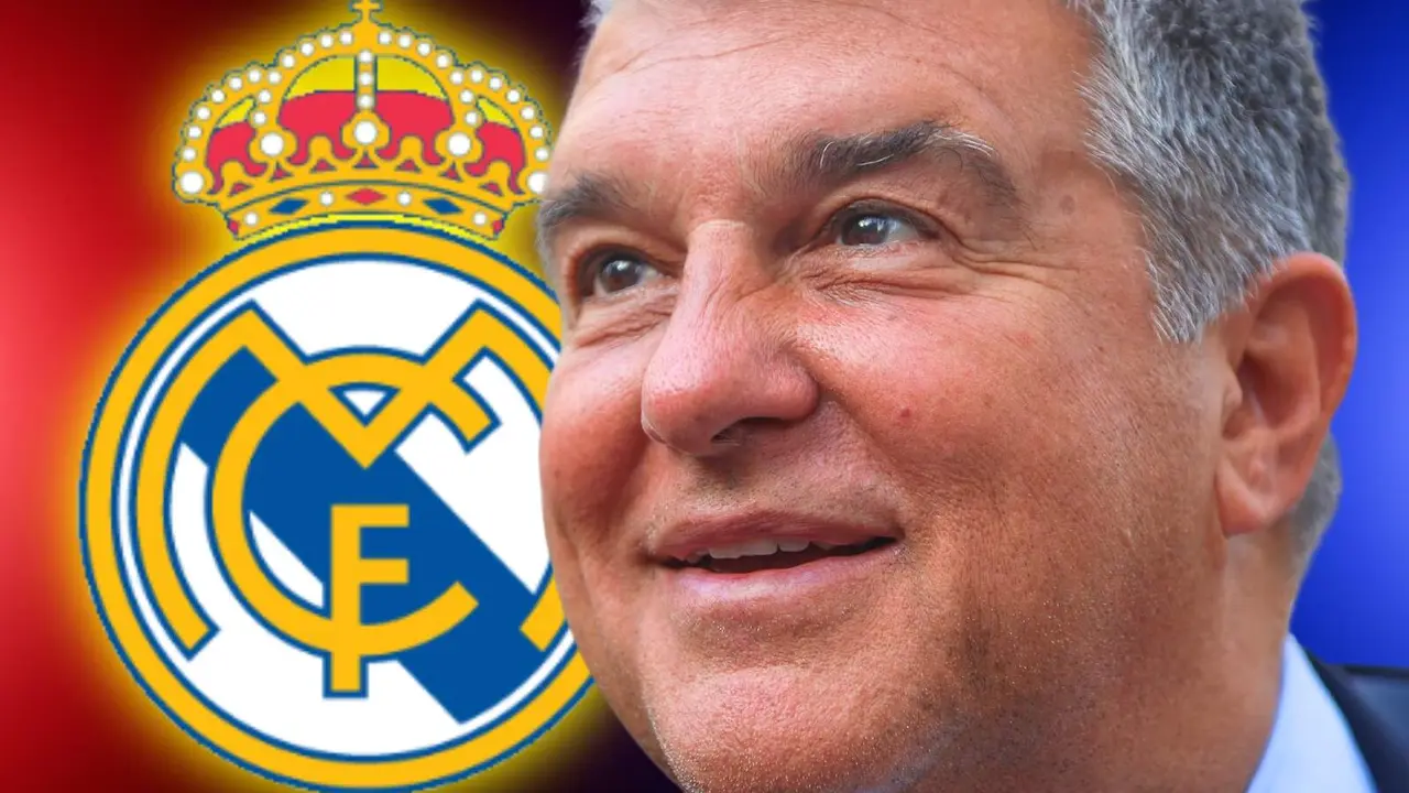 Laporta y el escudo del Madrid