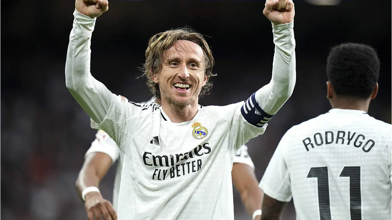 Luka Modric, celebrando