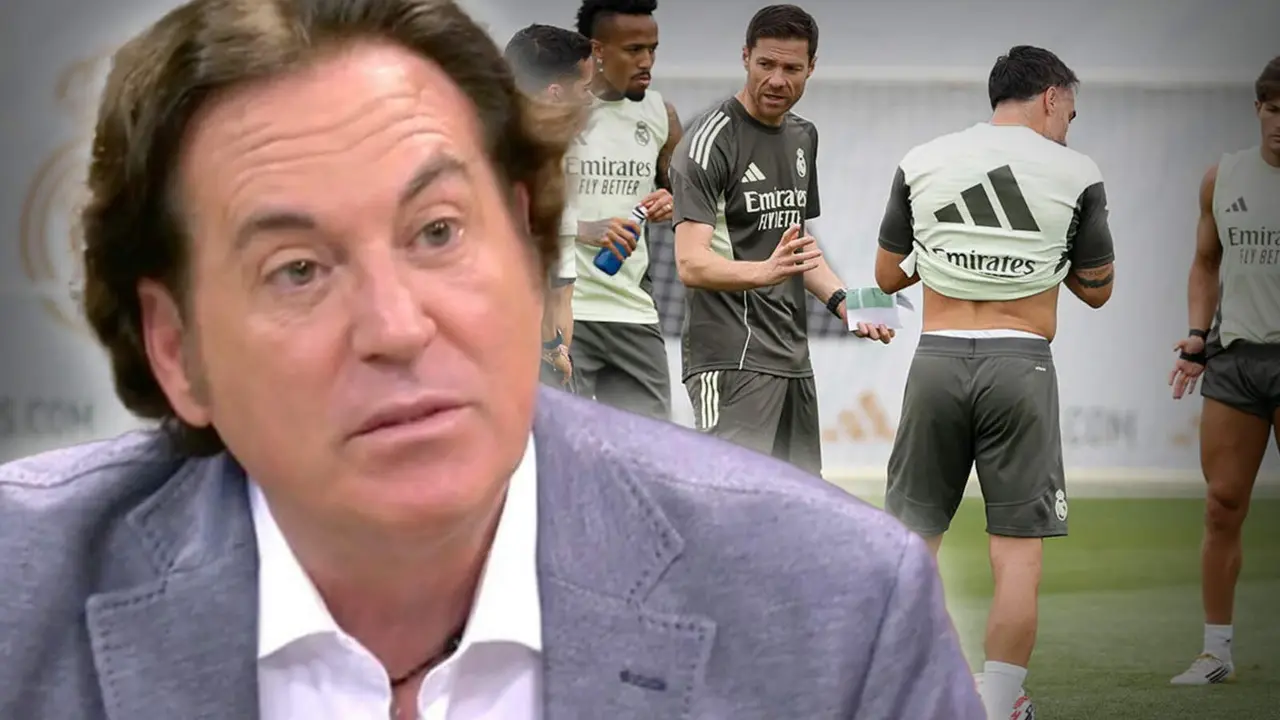 Pipi Estrada, con un entrenamiento del Real Madrid al fondo