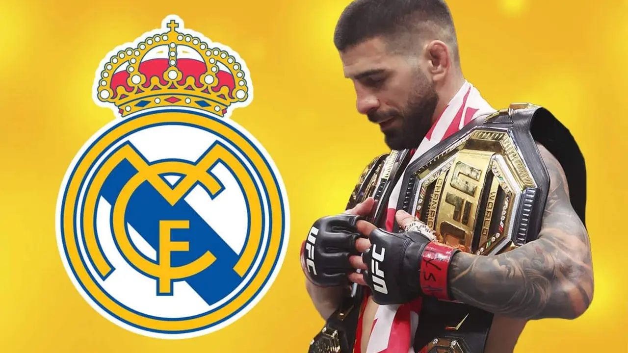 Ilia Topuria junto al escudo del Real Madrid