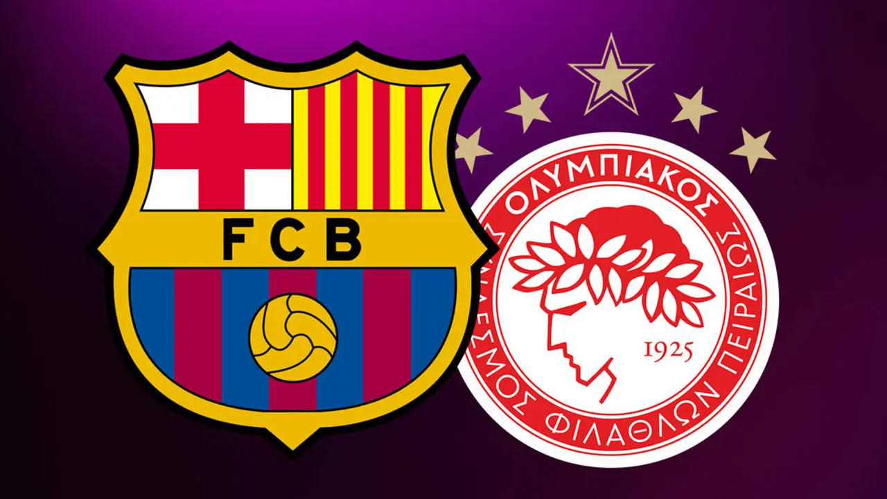Escudos de FC Barcelona y Olympiakos