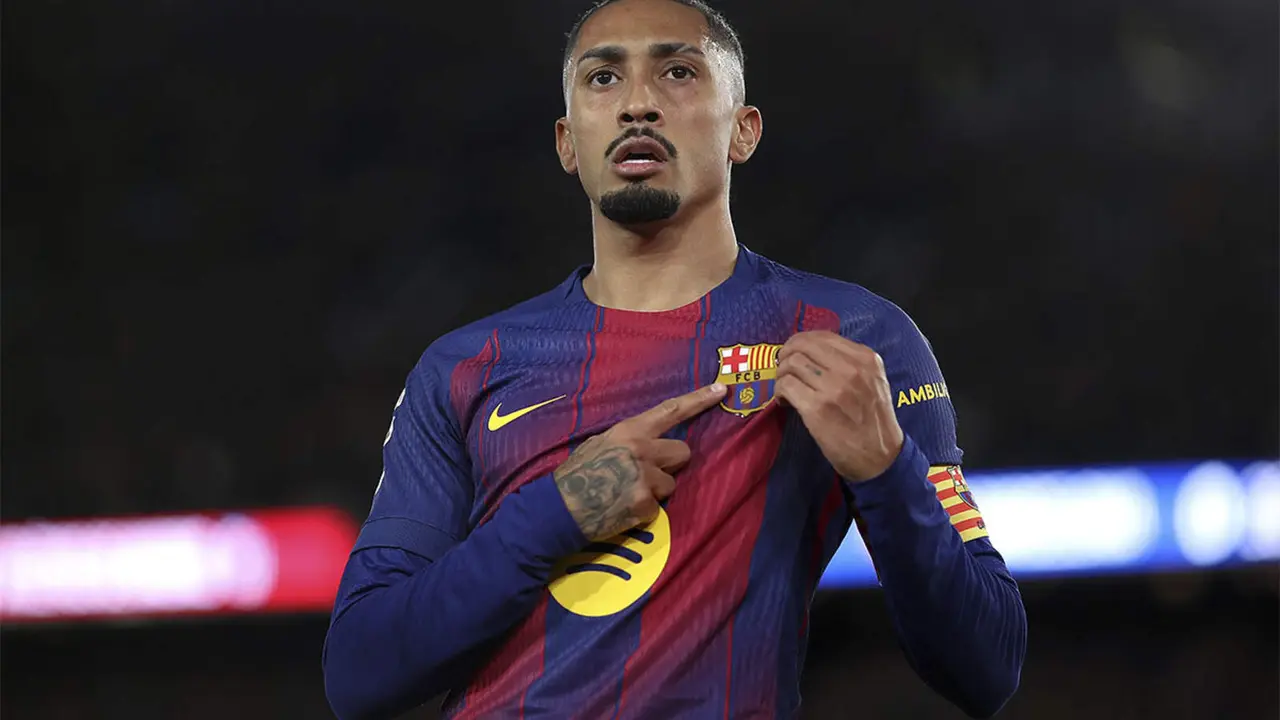 Raphinha no tuvo un buen partido contra el Espanyol.