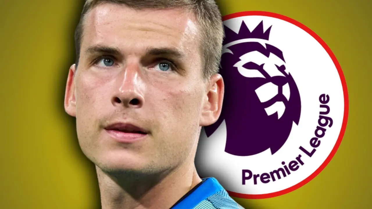 Lunin con el logo de la Premier League