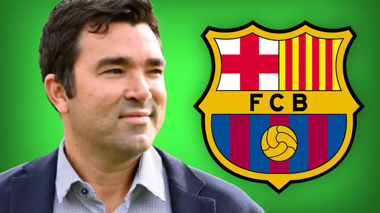Deco junto al escudo del FC Barcelona.