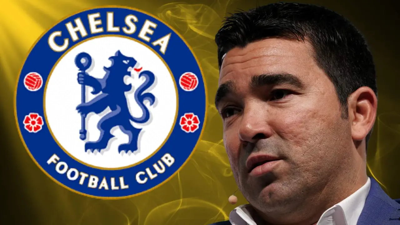 Deco junto al escudo del Chelsea.