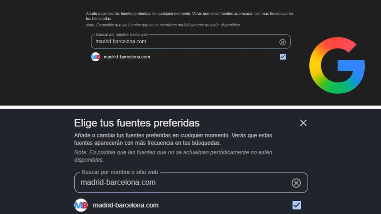 Elige Madrid-Barcelona.com como fuente principal para noticias fiables en Google